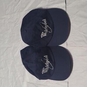 2 vintage Whirlpool appliances navy blue white logo hat hats lot